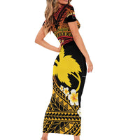 Melanesian Papua New Guinea Family Matching Short Sleeve Bodycon Dress and Hawaiian Shirt Plumeria Bird of Paradise Tribal LT9 - Polynesian Pride