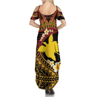 Melanesian Papua New Guinea Summer Maxi Dress Plumeria Bird of Paradise Tribal