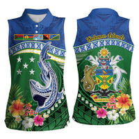 Melanesian Solomon Islands Women Sleeveless Polo Shirt Tropical Shark Tattoo LT9 - Polynesian Pride