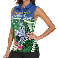 Melanesian Solomon Islands Women Sleeveless Polo Shirt Tropical Shark Tattoo LT9 - Polynesian Pride