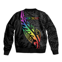 Personalised New Zealand Wellington Pride Bomber Jacket Maori Fern with Pride Flag 2024 LT9 - Polynesian Pride