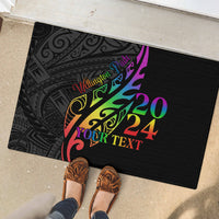 Personalised New Zealand Wellington Pride Rubber Doormat Maori Fern with Pride Flag 2024 LT9 - Polynesian Pride