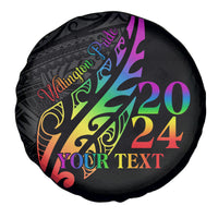 Personalised New Zealand Wellington Pride Spare Tire Cover Maori Fern with Pride Flag 2024