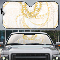 Aloha Lei Onaona Auto Sun Shade Beige Hawaiian Tribal Pattern - Polynesian Pride