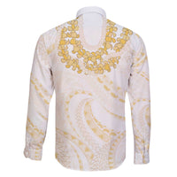 Aloha Lei Onaona Family Matching Off The Shoulder Long Sleeve Dress and Hawaiian Shirt Beige Hawaiian Tribal Pattern