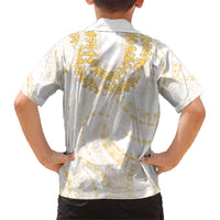 Aloha Lei Onaona Family Matching Short Sleeve Bodycon Dress and Hawaiian Shirt Beige Hawaiian Tribal Pattern LT9 - Polynesian Pride