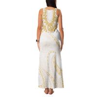 Aloha Lei Onaona Family Matching Tank Maxi Dress and Hawaiian Shirt Beige Hawaiian Tribal Pattern