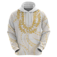 Aloha Lei Onaona Zip Hoodie Beige Hawaiian Tribal Pattern LT9 - Polynesian Pride