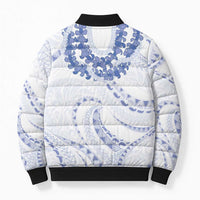 Aloha Lei Onaona Bomber Puffer Jacket Navy Blue Hawaiian Tribal Pattern - Polynesian Pride