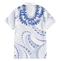 Aloha Lei Onaona Family Matching Long Sleeve Bodycon Dress and Hawaiian Shirt Navy Blue Hawaiian Tribal Pattern LT9 - Polynesian Pride