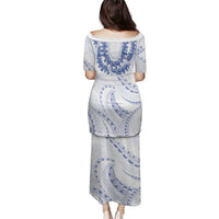 Aloha Lei Onaona Family Matching Puletasi and Hawaiian Shirt Navy Blue Hawaiian Tribal Pattern LT9 - Polynesian Pride