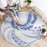 Aloha Lei Onaona Round Carpet Navy Blue Hawaiian Tribal Pattern