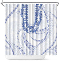 Aloha Lei Onaona Shower Curtain Navy Blue Hawaiian Tribal Pattern