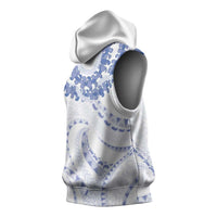 Aloha Lei Onaona Sleeveless Hoodie Navy Blue Hawaiian Tribal Pattern - Polynesian Pride