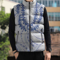 Aloha Lei Onaona Sleeveless Puffer Jacket Navy Blue Hawaiian Tribal Pattern - Polynesian Pride