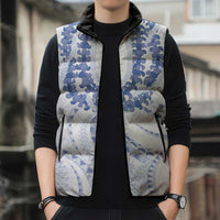 Aloha Lei Onaona Sleeveless Puffer Jacket Navy Blue Hawaiian Tribal Pattern - Polynesian Pride