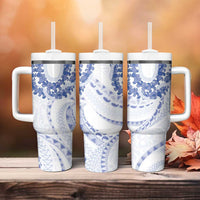 Aloha Lei Onaona Tumbler With Handle Navy Blue Hawaiian Tribal Pattern