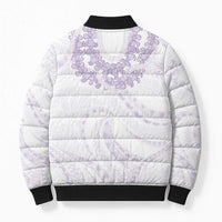 Aloha Lei Onaona Bomber Puffer Jacket Purple Hawaiian Tribal Pattern - Polynesian Pride