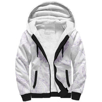 Aloha Lei Onaona Sherpa Hoodie Purple Hawaiian Tribal Pattern