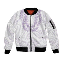 Aloha Lei Onaona Sleeve Zip Bomber Jacket Purple Hawaiian Tribal Pattern LT9 Unisex Purple - Polynesian Pride