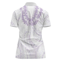 Aloha Lei Onaona Women Polo Shirt Purple Hawaiian Tribal Pattern