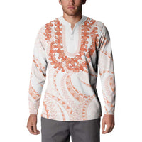 Aloha Lei Onaona Button Sweatshirt Red Hawaiian Tribal Pattern