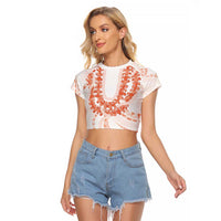 Aloha Lei Onaona Raglan Cropped T Shirt Red Hawaiian Tribal Pattern LT9 Female Red - Polynesian Pride