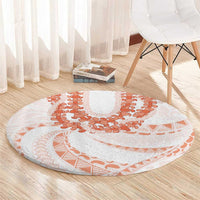 Aloha Lei Onaona Round Carpet Red Hawaiian Tribal Pattern