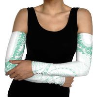 Aloha Lei Onaona Arm Sleeves Sage Green Hawaiian Tribal Pattern - Polynesian Pride