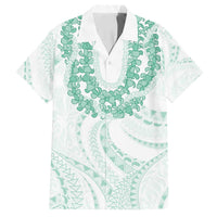 Aloha Lei Onaona Family Matching Off Shoulder Maxi Dress and Hawaiian Shirt Sage Green Hawaiian Tribal Pattern