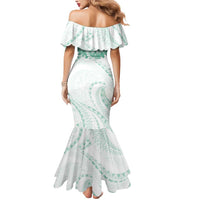 Aloha Lei Onaona Mermaid Dress Sage Green Hawaiian Tribal Pattern
