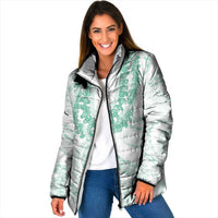 Aloha Lei Onaona Padded Jacket Sage Green Hawaiian Tribal Pattern - Polynesian Pride