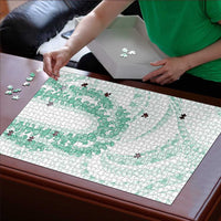 Aloha Lei Onaona Puzzle Sage Green Hawaiian Tribal Pattern - Polynesian Pride