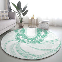 Aloha Lei Onaona Round Carpet Sage Green Hawaiian Tribal Pattern