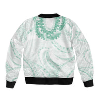 Aloha Lei Onaona Sleeve Zip Bomber Jacket Sage Green Hawaiian Tribal Pattern LT9 - Polynesian Pride