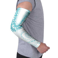 Aloha Lei Onaona Arm Sleeves Teal Hawaiian Tribal Pattern - Polynesian Pride
