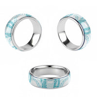 Aloha Lei Onaona Classic Ring Teal Hawaiian Tribal Pattern - Polynesian Pride