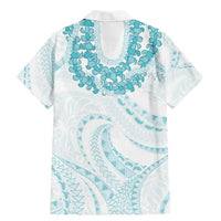 Aloha Lei Onaona Family Matching Mermaid Dress and Hawaiian Shirt Teal Hawaiian Tribal Pattern LT9 - Polynesian Pride
