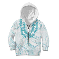Aloha Lei Onaona Kid Hoodie Teal Hawaiian Tribal Pattern