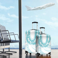Aloha Lei Onaona Luggage Cover Teal Hawaiian Tribal Pattern