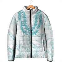 Aloha Lei Onaona Padded Jacket Teal Hawaiian Tribal Pattern - Polynesian Pride