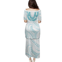 Aloha Lei Onaona Puletasi Teal Hawaiian Tribal Pattern LT9 - Polynesian Pride