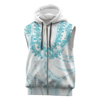 Aloha Lei Onaona Sleeveless Zip Hoodie Teal Hawaiian Tribal Pattern LT9