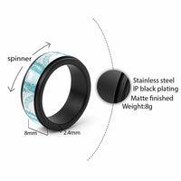 Aloha Lei Onaona Spinner Ring Teal Hawaiian Tribal Pattern - Polynesian Pride