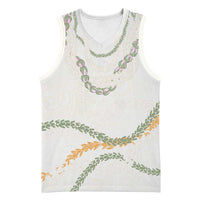 Aloha Lei Mikioi Basketball Jersey Beige Polynesian Tribal Tatau Pattern - Polynesian Pride