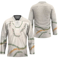 Aloha Lei Mikioi Hockey Jersey Beige Polynesian Tribal Tatau Pattern - Polynesian Pride