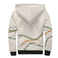 Aloha Lei Mikioi Sherpa Hoodie Beige Polynesian Tribal Tatau Pattern