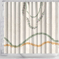 Aloha Lei Mikioi Shower Curtain Beige Polynesian Tribal Tatau Pattern