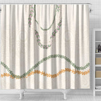 Aloha Lei Mikioi Shower Curtain Beige Polynesian Tribal Tatau Pattern