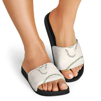 Aloha Lei Mikioi Slide Sandals Beige Polynesian Tribal Tatau Pattern - Polynesian Pride